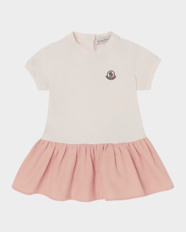 Moncler Girl's Jersey Woven Combo Dress, Size 6M-3