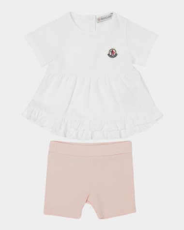 Moncler Girl's T-Shirt and Short Legging 2-Piece Set, Size 6M-3