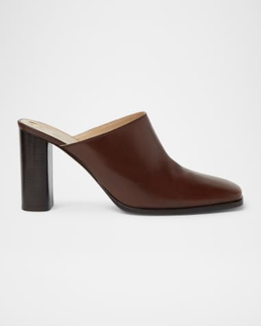 Loro Piana Alba Leather Square-Toe Mules