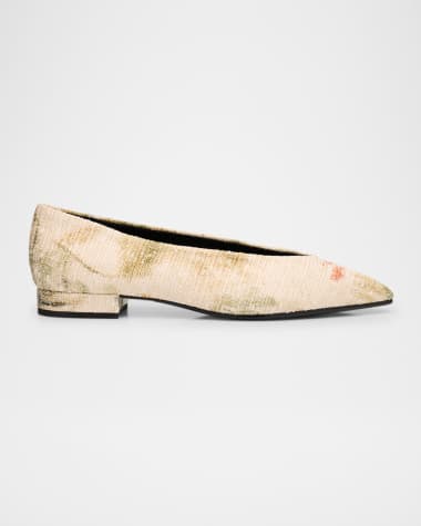 Loro Piana Rebecca Linen Ballerina Flats