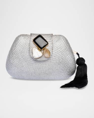 Rafe Tamu Stone Tassel Woven Clutch Bag