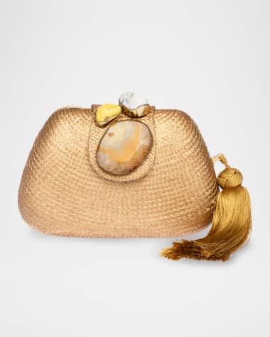 Rafe Tamu Stone Tassel Woven Clutch Bag