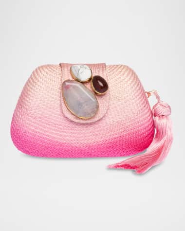 Rafe Tamu Stone Tassel Woven Clutch Bag