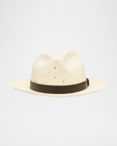 Giorgio Armani Men's Speckled Leather-Trim Fedora Hat