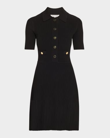 Veronica Beard Lauper Short-Sleeve Ribbed Mini Dress