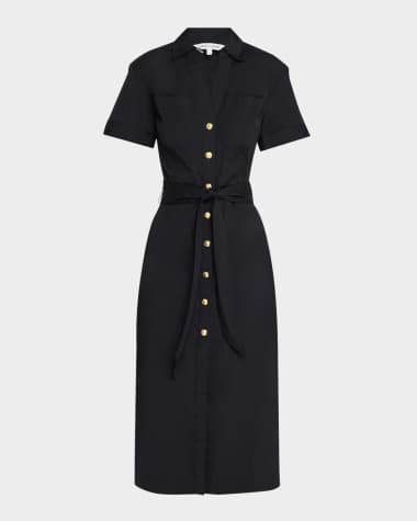 Veronica Beard Tabby Short-Sleeve Midi Shirtdress