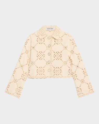 Veronica Beard Adelaide Scalloped Eyelet-Embroidered Jacket