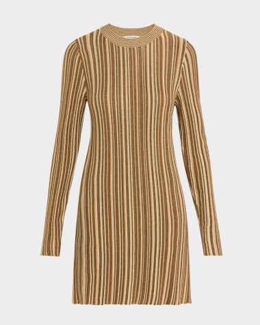 Veronica Beard Jane Stripe Long-Sleeve Mini Dress