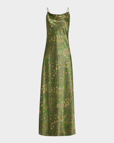 Veronica Beard Madison Floral Silk Slip Dress