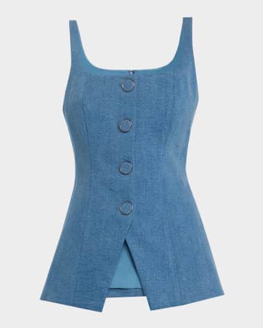Veronica Beard Liana Sleeveless Denim Top