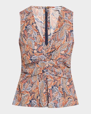 Veronica Beard Aiden Sleeveless Paisley Top
