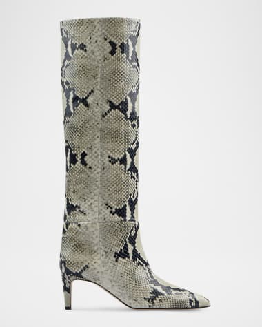 Paris Texas Tall Snake-Embossed Stiletto Boots
