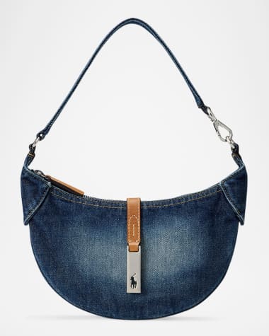 Polo Ralph Lauren Polo ID Small Denim Leather Shoulder Bag