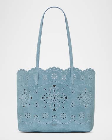 kate spade new york do it all perforated denim suede tote bag
