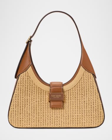 kate spade new york nouveau small straw and leather shoulder bag