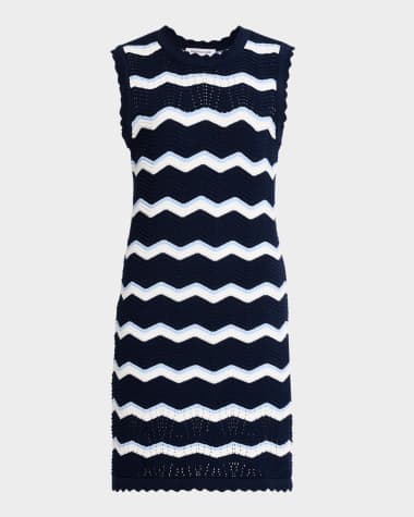 Veronica Beard Templeton Sleeveless Stripe Knit Dress