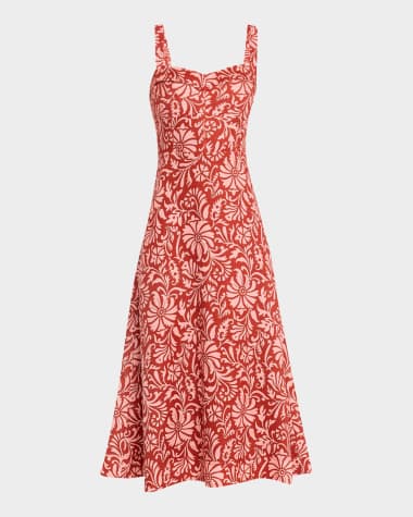 Veronica Beard Aila Printed A-Line Midi Dress