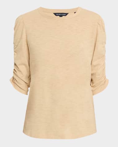Veronica Beard Waldorf Ruched-Sleeve Tee
