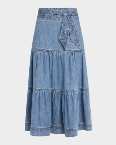 Veronica Beard Armida Tiered A-Line Skirt