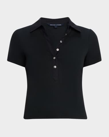 Veronica Beard Kearney Short-Sleeve Polo Tee