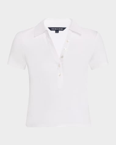 Veronica Beard Kearney Short-Sleeve Polo Tee