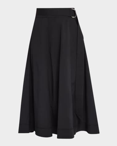 Veronica Beard Facia Belted A-Line Midi Skirt
