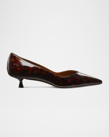 Stuart Weitzman Eva Tortoiseshell Kitten-Heel Pumps