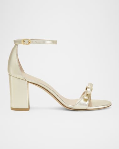 Stuart Weitzman Nudist Felicity Metallic Ankle-Strap Sandals
