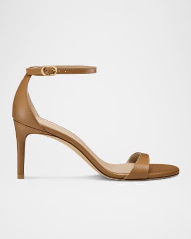 Stuart Weitzman Nudist Leather Ankle-Strap Sandals