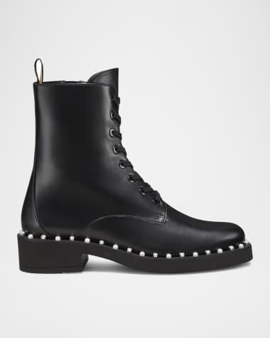 Stuart Weitzman Reverie Leather Lace-Up Booties