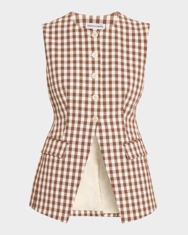 Veronica Beard Lois Gingham Tailored Vest