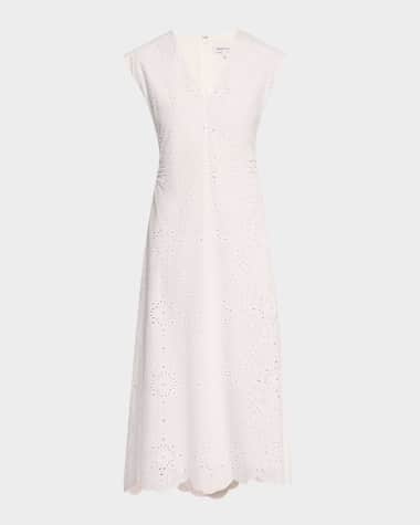 Veronica Beard Aven Eyelet A-Line Midi Dress