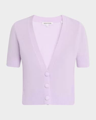 Veronica Beard Solene Short-Sleeve Cashmere Cardigan