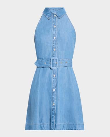 Veronica Beard Beau Belted Linen Mini Dress