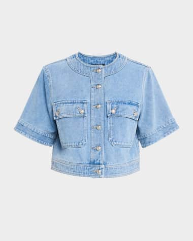 Veronica Beard Elias Short-Sleeve Denim Jacket