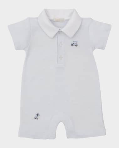 Kissy Kissy Boy's Premier Fairyway Foursome Hand Embroidered Playsuit, Size Newborn-18M