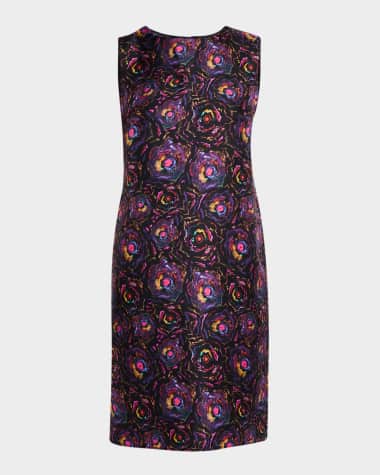 Jonathan Cohen Floral-Print Sleeveless Silk Shift Dress