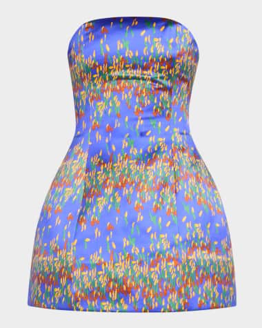 Jonathan Cohen Strapless Bustier Silk Mini Dress