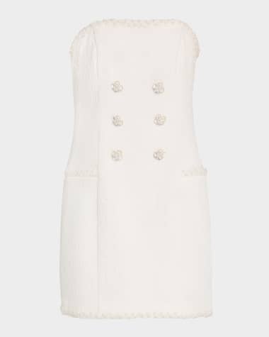 Liv Foster Victoria Strapless Beaded Boucle Mini Dress