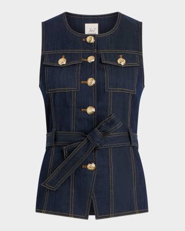 Cinq a Sept Reenee Belted Denim Vest