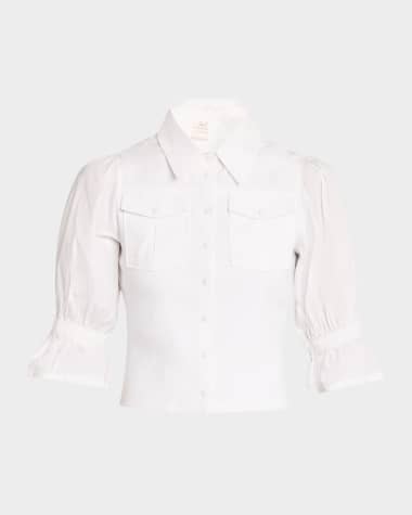 Cinq a Sept Lyric Puff-Sleeve Top
