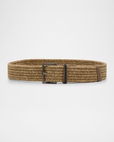 Brunello Cucinelli Logo Engraved Braided Cotton-Blend Belt