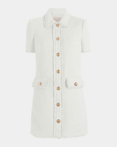 Cinq a Sept Pammy Button-Front Tweed Mini Dress