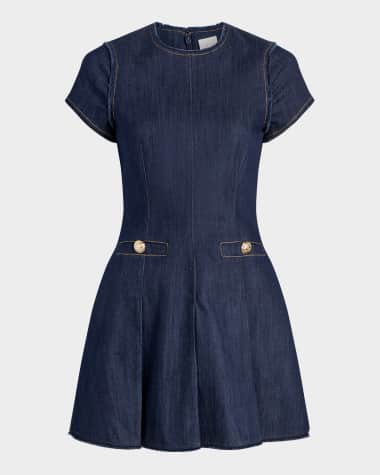 Cinq a Sept Nova Short-Sleeve Denim Mini Dress