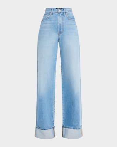 Veronica Beard Taylor High-Rise Wide Cuffed Jeans