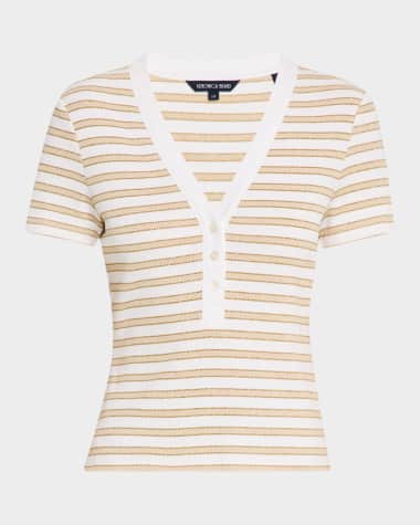 Veronica Beard Dekalb Stripe Short-Sleeve Top