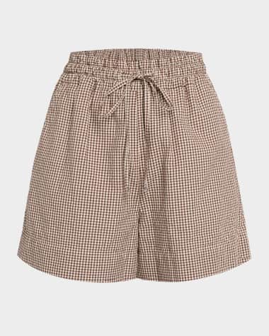 Veronica Beard Tijana Gingham Drawstring shorts