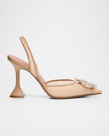 Amina Muaddi Begum Nylon Crystal Ornament Pumps