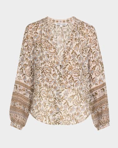 Veronica Beard Ailani Printed Long-Sleeve Top