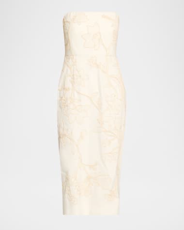 Veronica Beard Netia Strapless Embroidered Dress